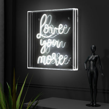 Love You More Square Contemporary Glam Acrylic Box USB Operated LED Neon Light - JONATHAN Y
